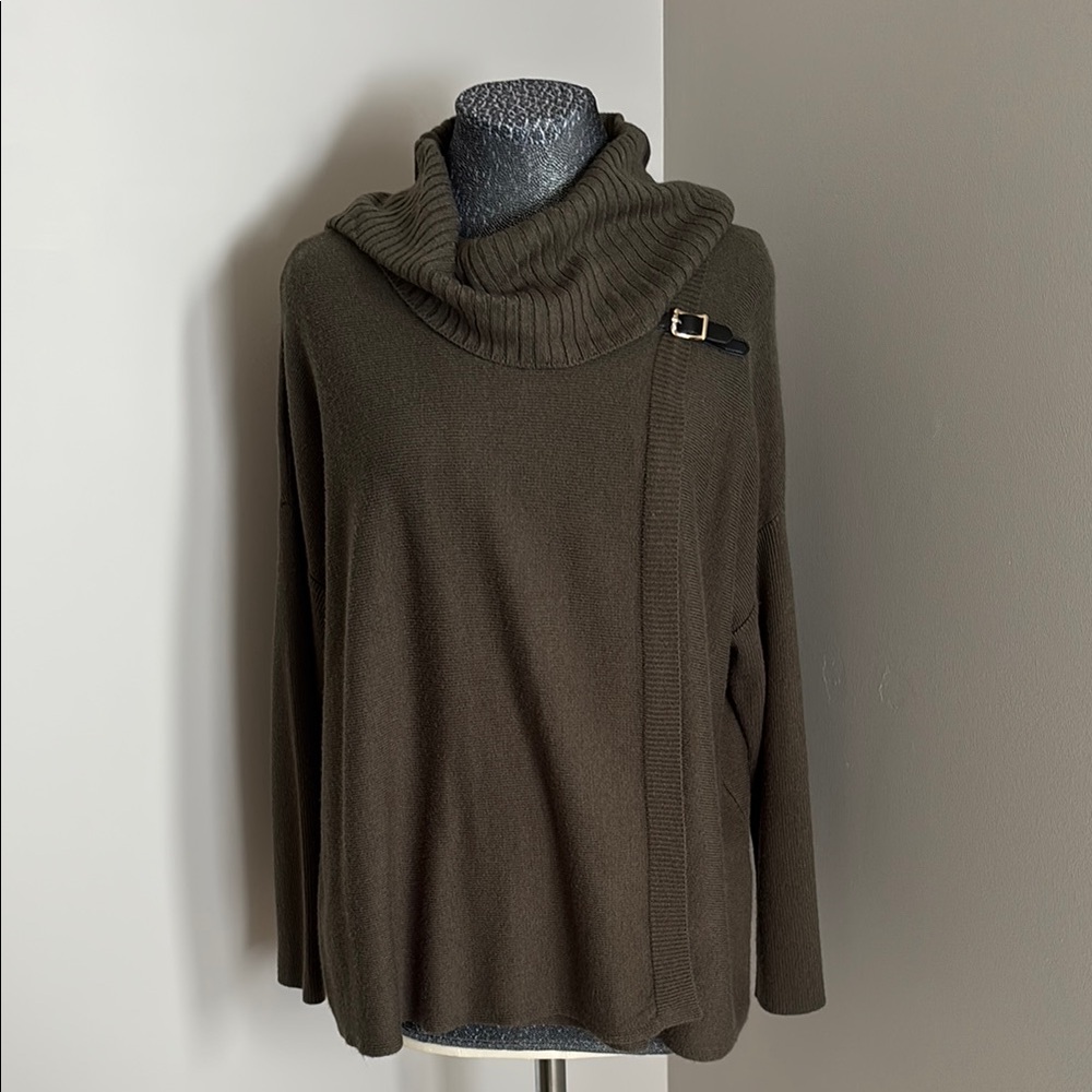 Morgan Taylor Women's Olive Sweater with Cowl Neck